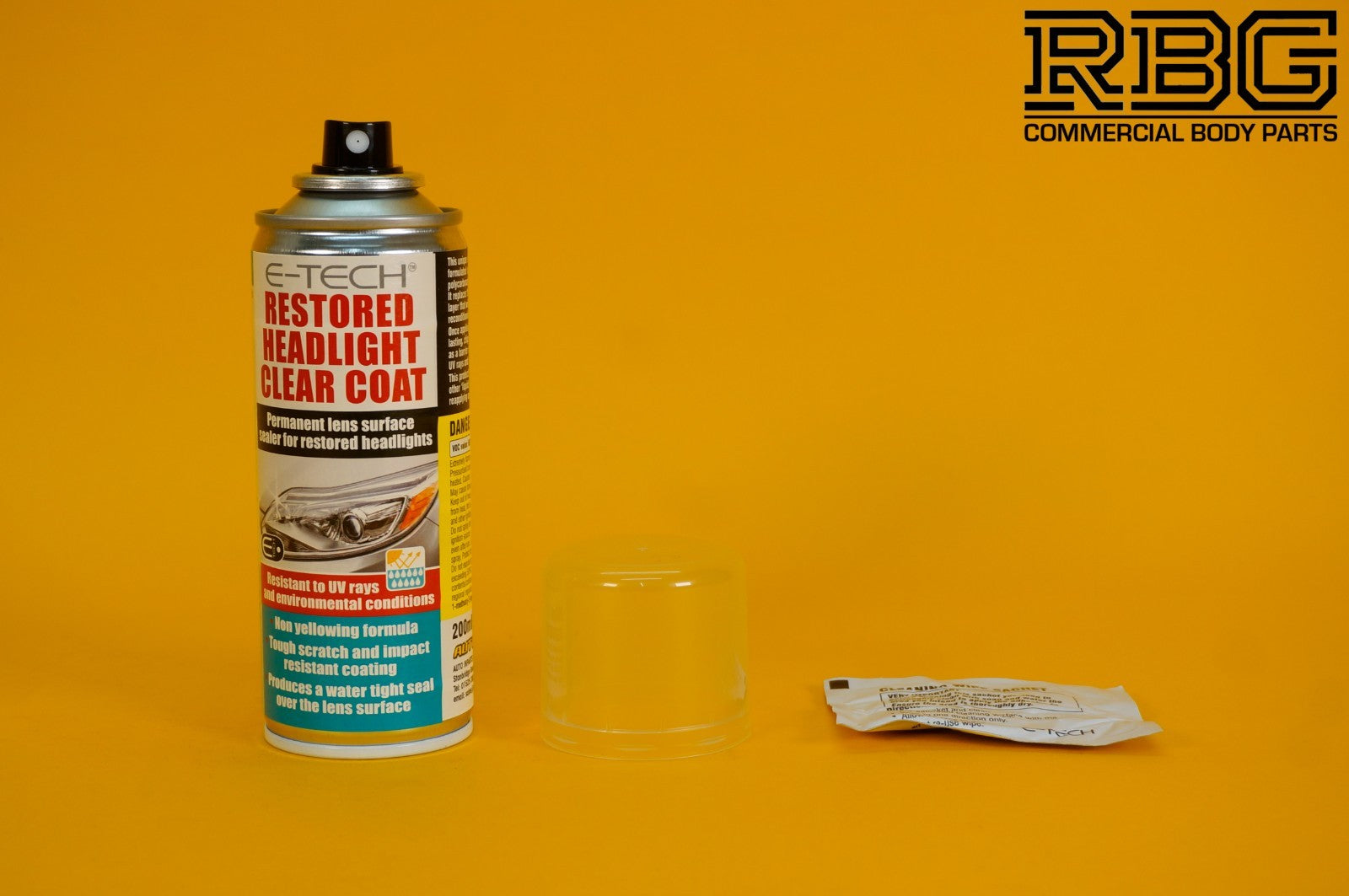 Restored Headlight Lacquer Spray Clear Coat E-TECH 200ml Headlamp Protect Sealer