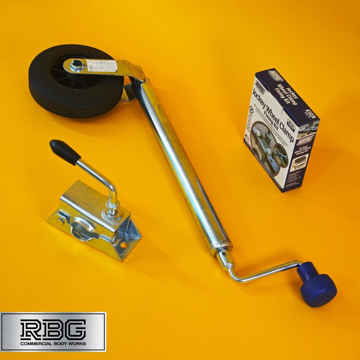 34mm Jockey Wheel + Clamp + Fixing Kit For Trailer / Caravan 75Kg 560mm-810mm UK