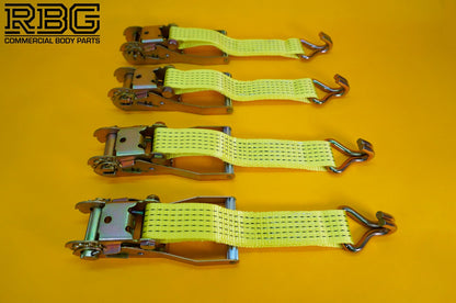 4x Tie Down Ratchet Strap 4m x 50mm 5Ton + Axle Recovery Strap 1m x 50mm Lashing