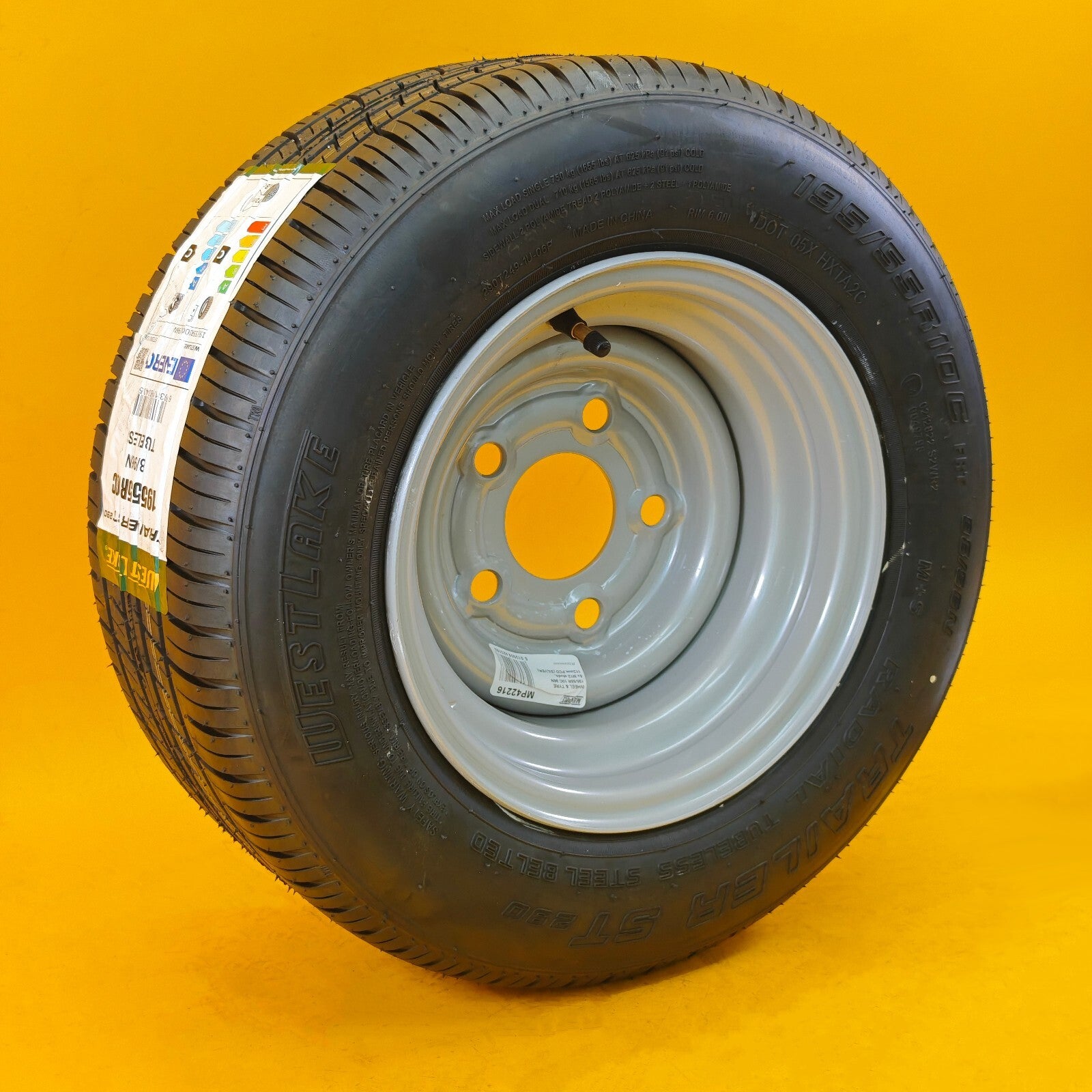 Wheel & Tyre 10″ 195/55R10C for Trailers 5 Stud 112mm PCD Silver Diameter 10″ UK