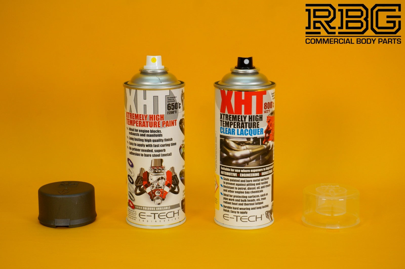 Extremely High Temperature Paint GRAPHITE + CLEAR COAT LACQUER 400ml E-TECH XHT