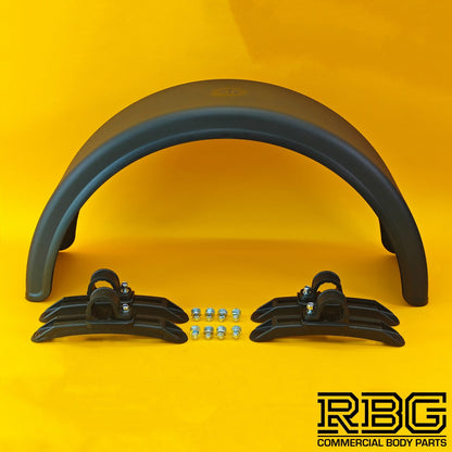 Single Wheel Round Mudguard + Brackets with Plastic Clasp 840x270mm Domar Truck