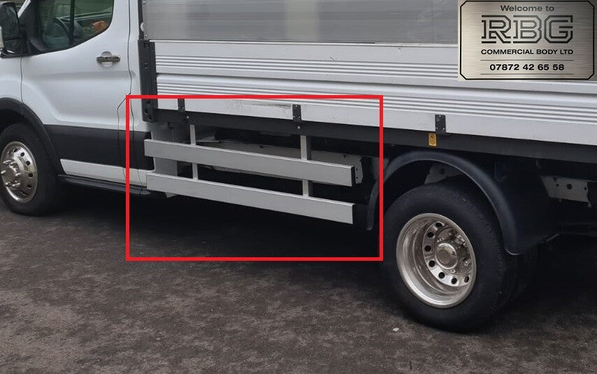 Ford Transit single cab crash rails. Side guards without corner pillars.