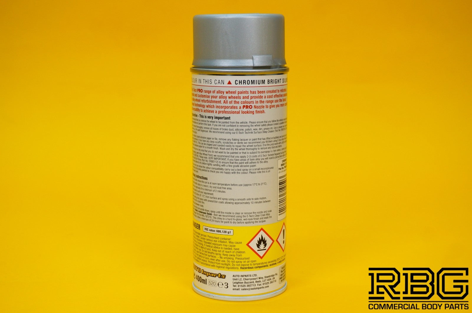 PRO Alloy Wheel Paint CHROMIUM BRIGHT SILVER Refurbish & Refresh Spray E-TECH