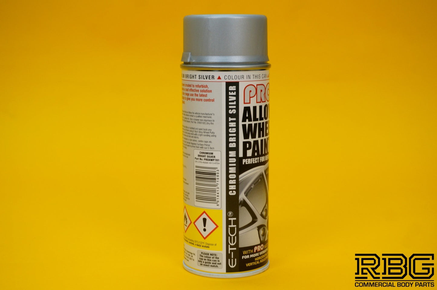 PRO Alloy Wheel Paint CHROMIUM BRIGHT SILVER Refurbish & Refresh Spray E-TECH