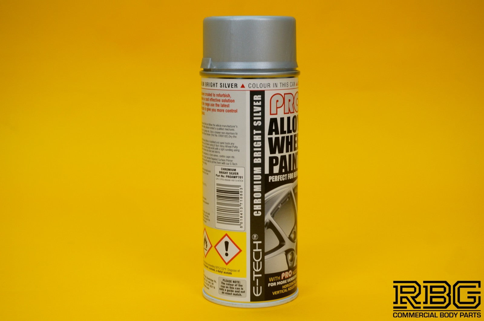 PRO Alloy Wheel Paint CHROMIUM BRIGHT SILVER Refurbish & Refresh Spray E-TECH
