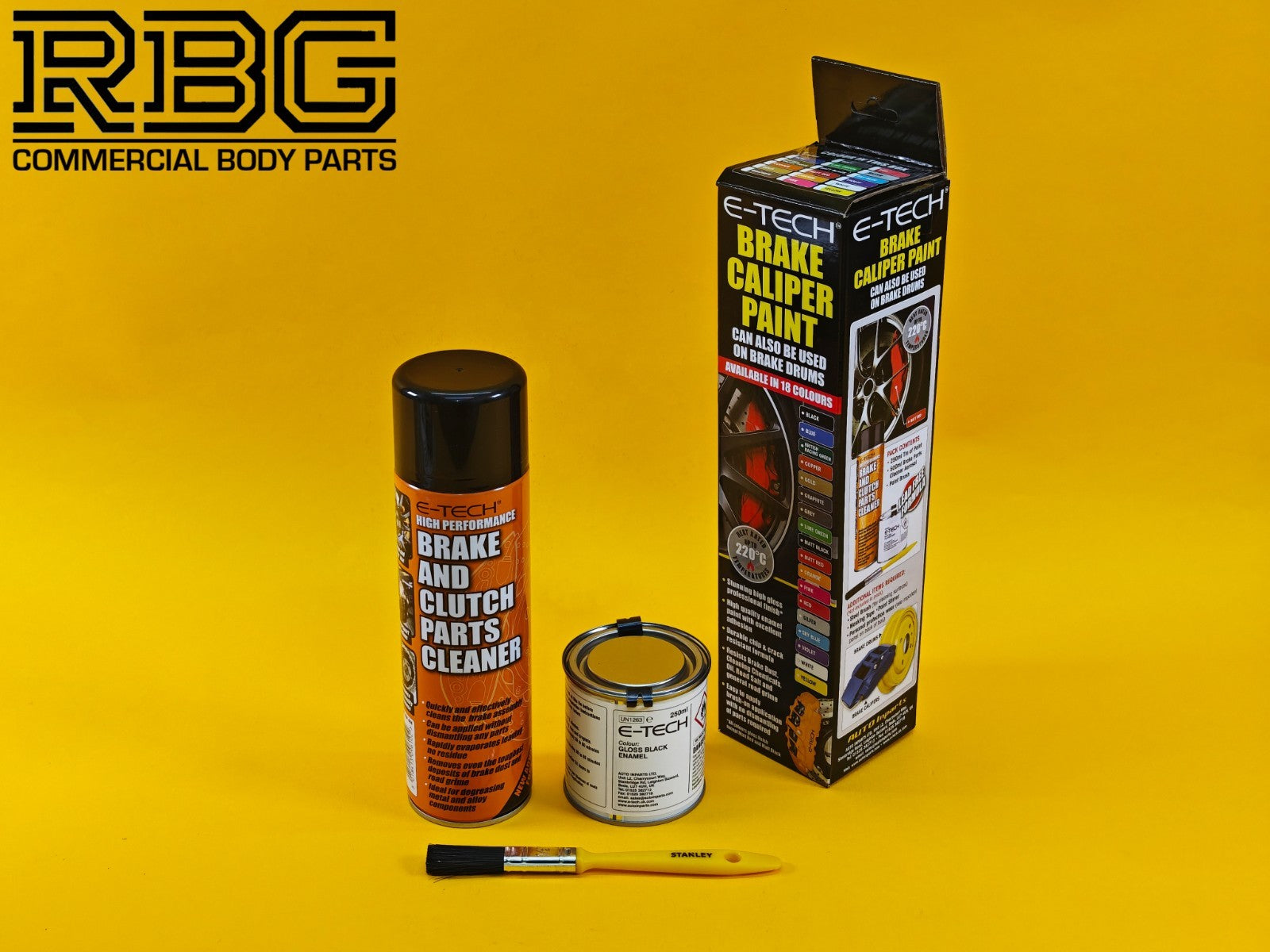 Brake Caliper Paint Kit BLACK Paint + Cleaner + Brush E-TECH For Car Vehicle UK