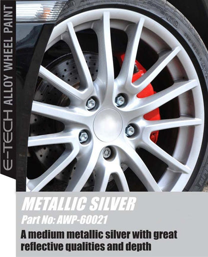 4x Alloy Wheel Paint METALLIC SILVER + 1x Clear Lacquer Spray Refurbishment Kit