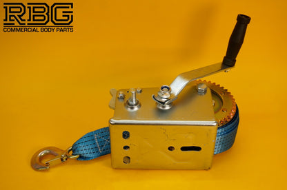 Manual Hand Winch 2000lb + Strap 10m & Hook Trailer Caravan Boat Winch Marine