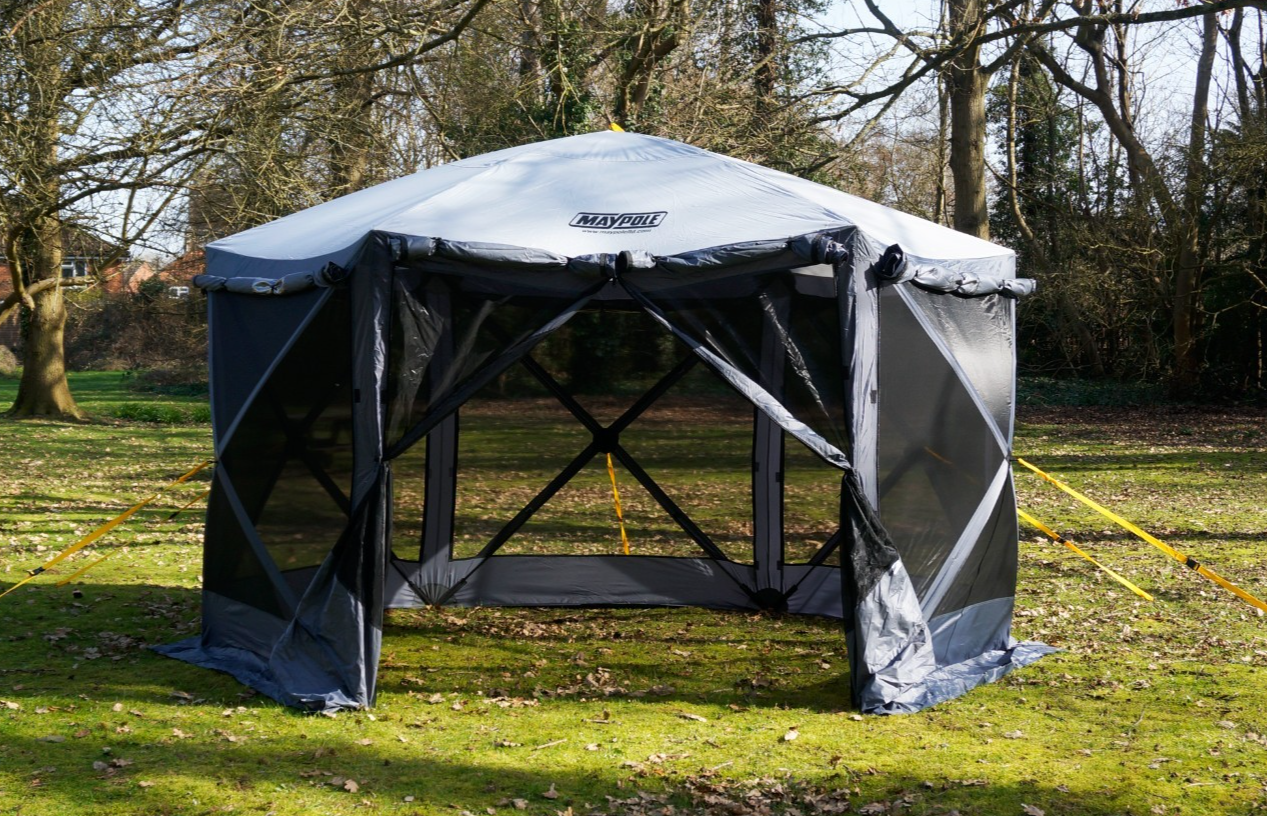 Screen House Gazebo Pop Up 6 Sided Mosquito Netting H230cm, W360cm Large Shelter