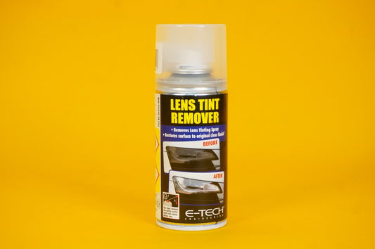 Lens Tint Remover Spray E-TECH 150ml Headlight Lens Glass Plastic Car Motorbike