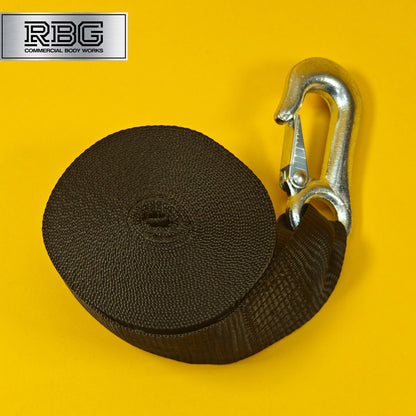 Winch Strap with Hook 7m Long x 50mm Width 1500kg Breaking Strain for Trailers
