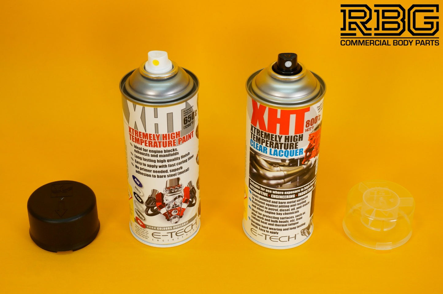 Extremely High Temperature Paint BLACK + CLEAR COAT LACQUER 400ml E-TECH XHT Car
