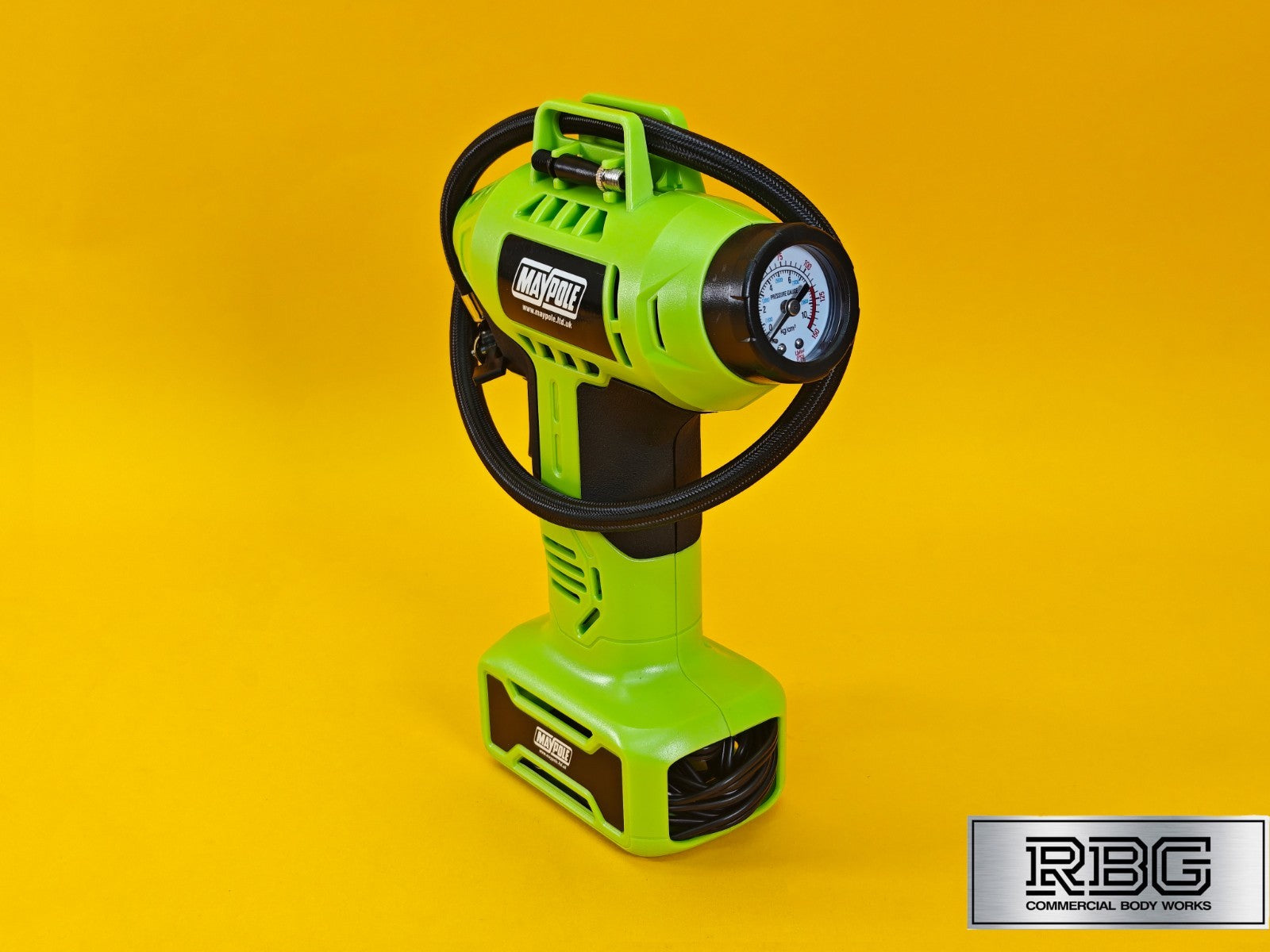 Car Tyre Air Compressor Analogue Pump Maypole Portable 12V Pump Inflator + LED