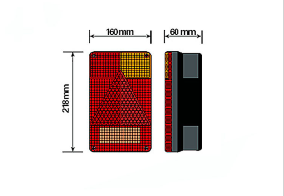 Rear Combination Light RIGHT Hand Rectangular Vertical Lamp Radex 6800 Trailer