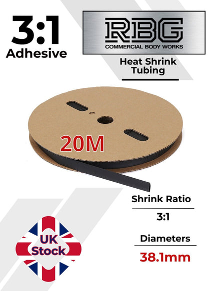 ADHESIVE HEAT SHRINK TUBE 3:1 BLACK HIGH QUALITY SHRINKS: 1M,5M,10M,20M,50M,100M