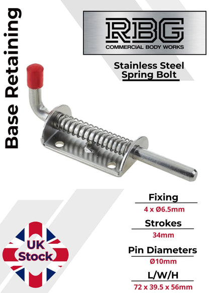 Spring Loaded Retaining Shoot Bolts - Gate Door Catch Stable Horse Box Trailer
