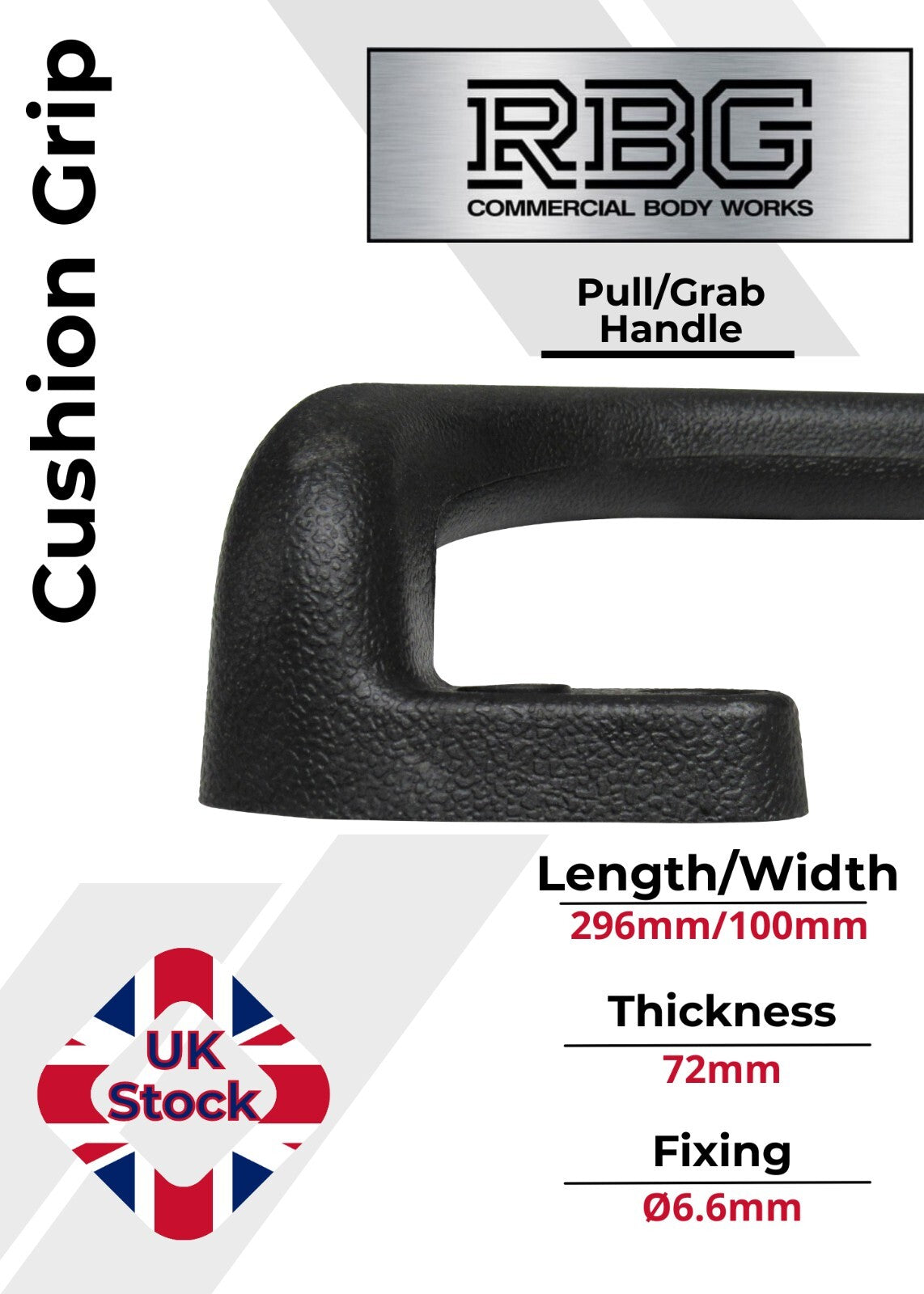 1x Large Steel Core Soft Grip Grab Pull Handle BLACK Trucks Trailers Buses...