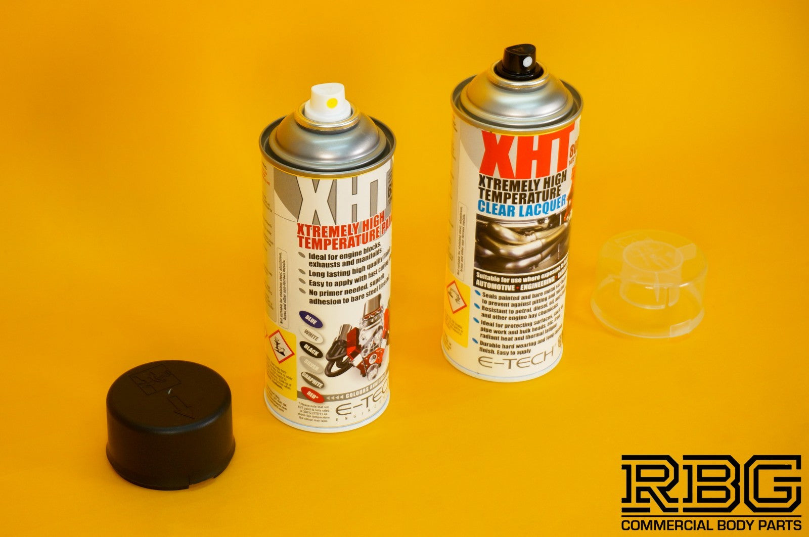 Extremely High Temperature Paint BLACK + CLEAR COAT LACQUER 400ml E-TECH XHT Car