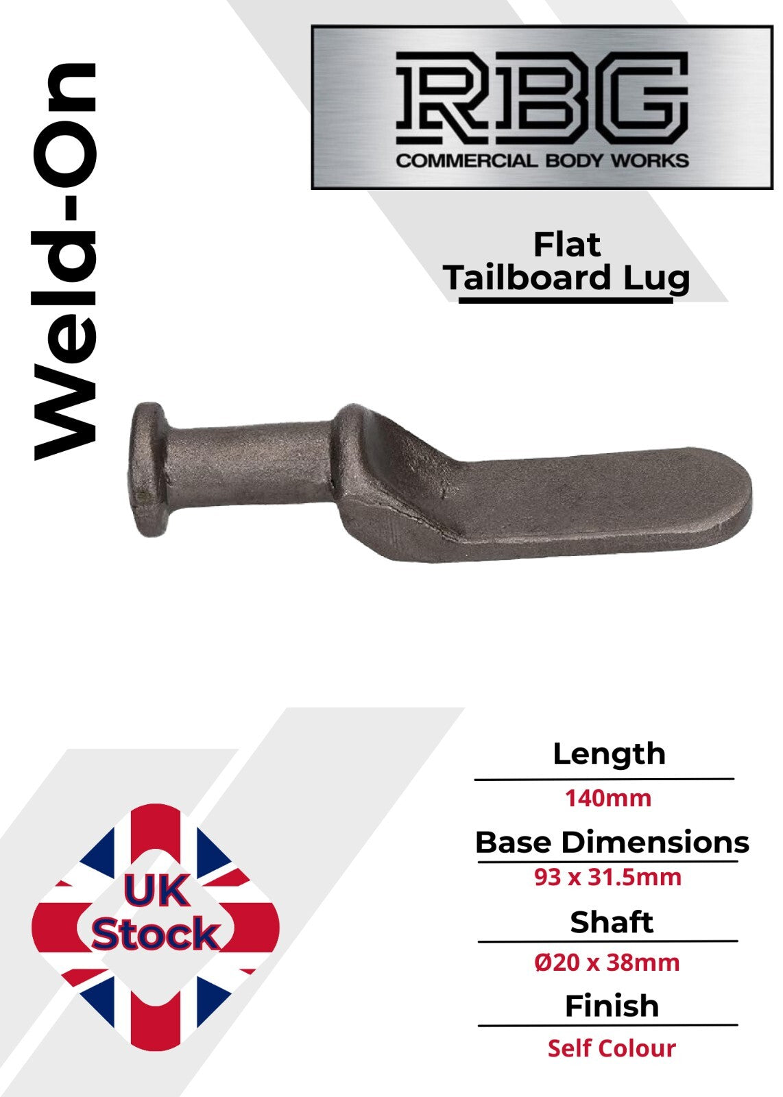 1x Tailboard Lug Forged Steel Weld on Trailer Forket Tipper Dropside Tailgate