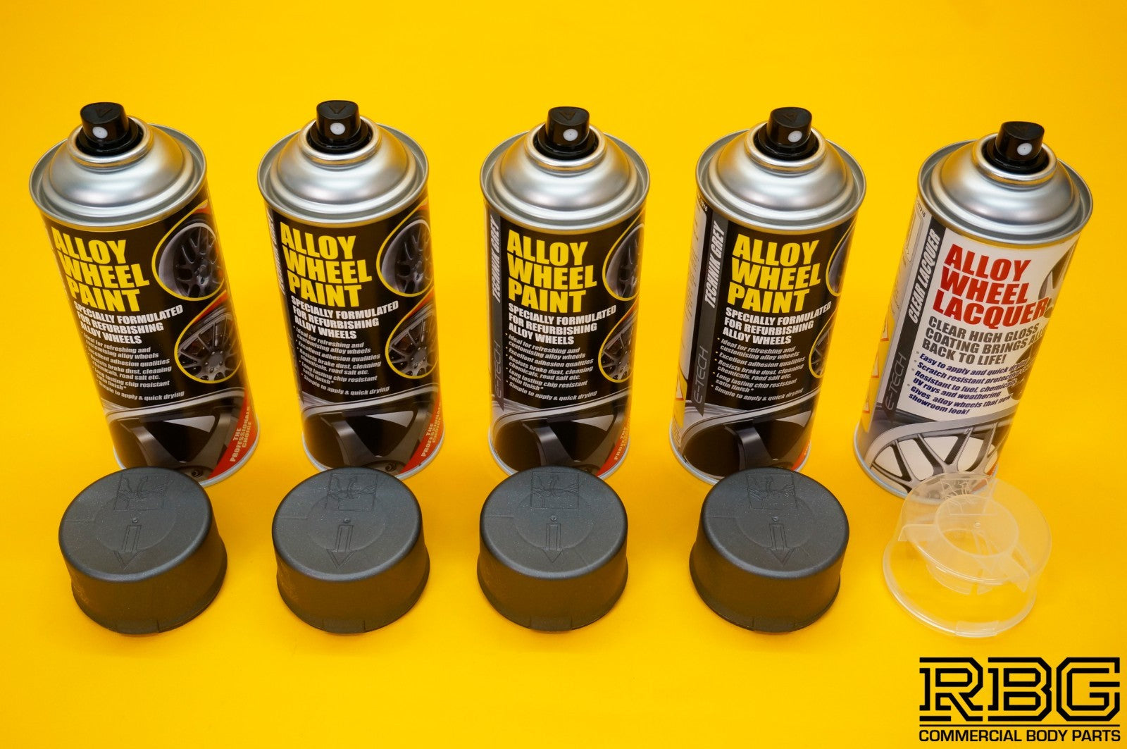 4x Alloy Wheel Paint TECHNIK GREY + 1x Clear Lacquer Spray Car Refurbishment