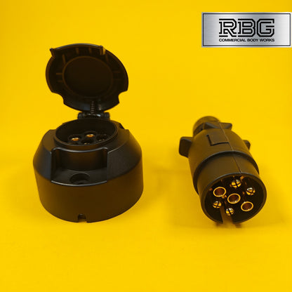 7 Pin Socket + Plug 12N Type For Trailer Caravan Towing 12V Towbar Plastic Brass