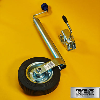 42mm Jockey Wheel + Clamp For Trailer / Caravan 100Kg Standard Duty 480-750mm UK