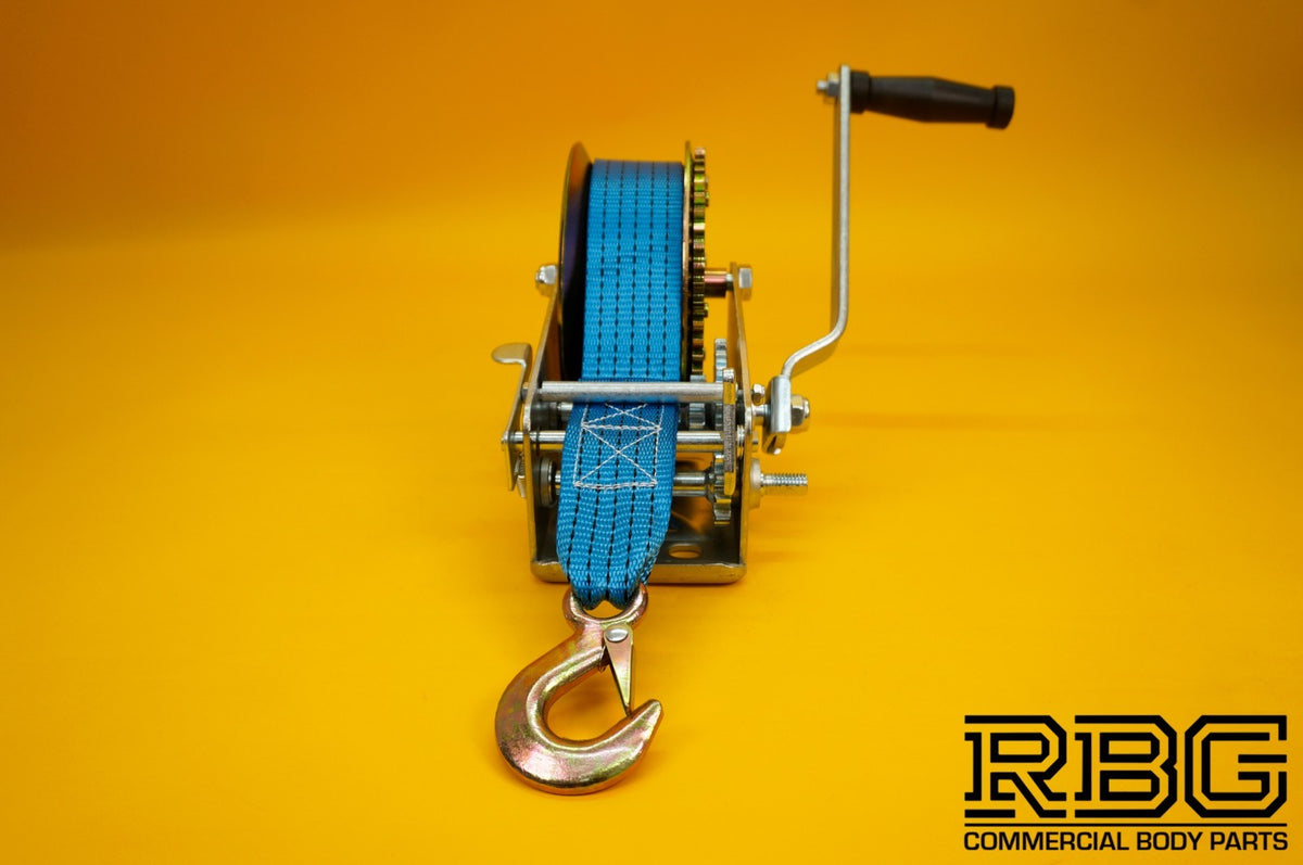 Manual Hand Winch 3500lb + Strap 10m & Hook Trailer Caravan Boat Winch Marine