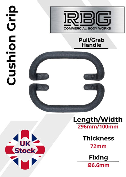 1x Large Steel Core Soft Grip Grab Pull Handle BLACK Trucks Trailers Buses...