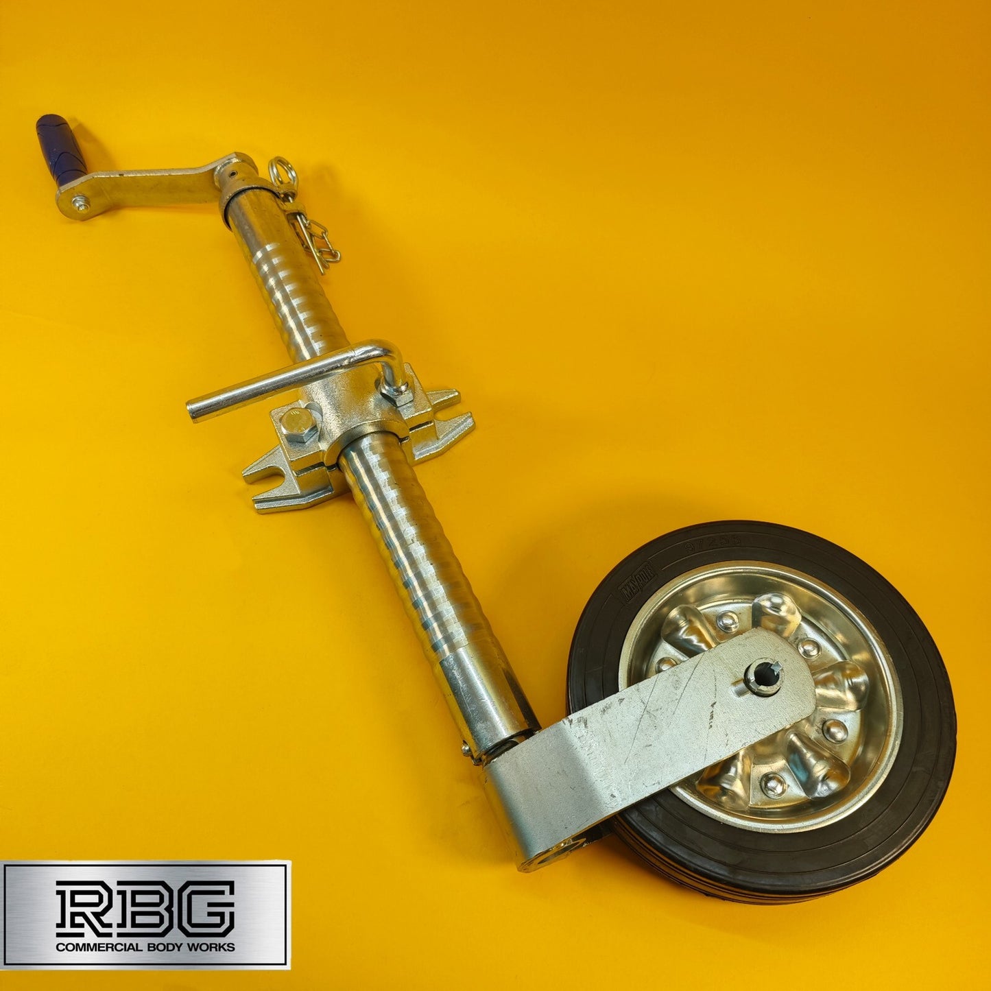 48mm Jockey Wheel + Clamp For Trailer Heavy Duty Serrated 750kg 670-940mm