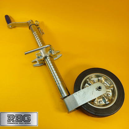 48mm Jockey Wheel + Clamp For Trailer Heavy Duty Serrated 750kg 670-940mm