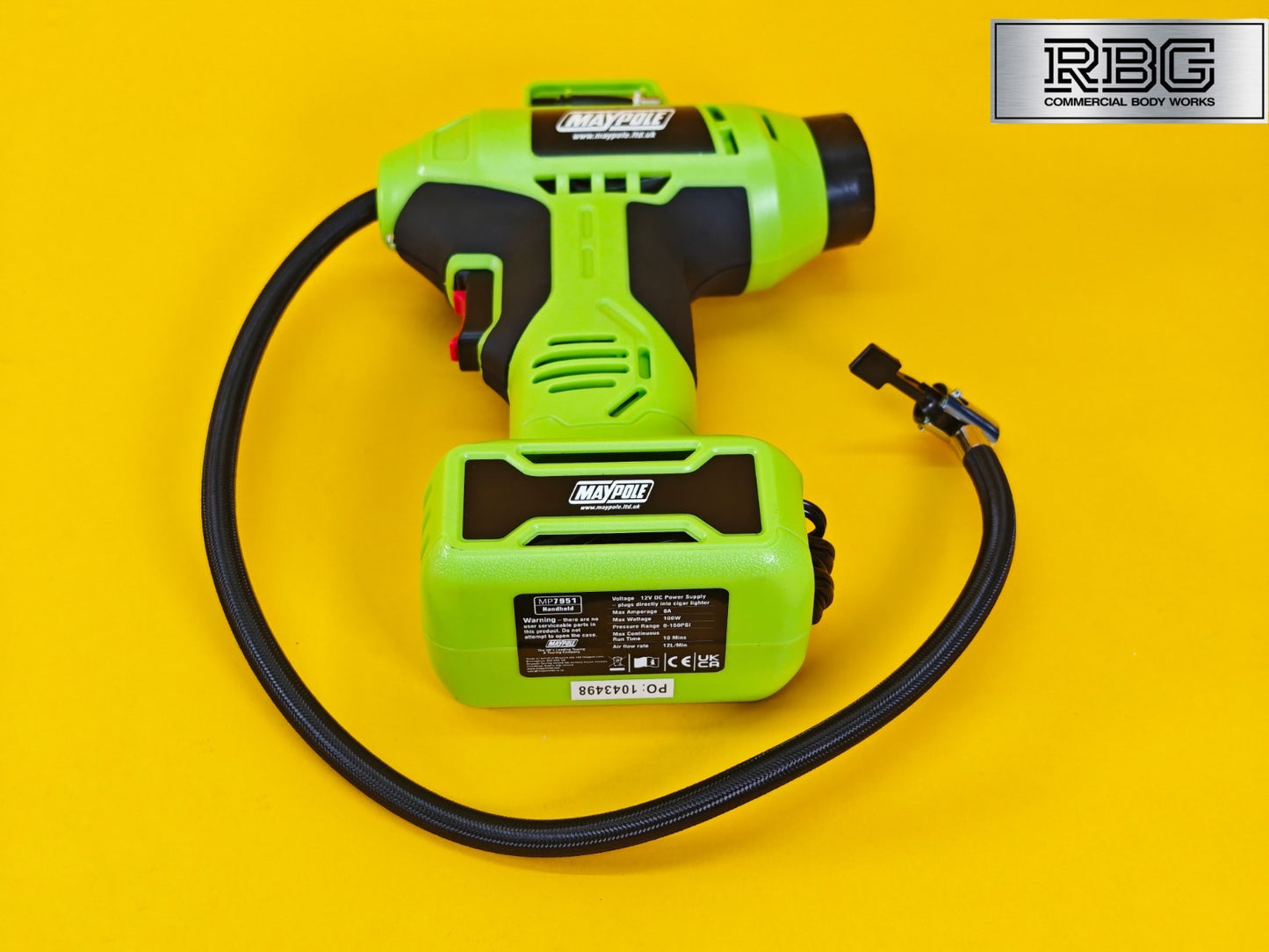 Car Tyre Air Compressor Analogue Pump Maypole Portable 12V Pump Inflator + LED