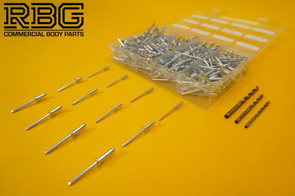 Blind Pop Rivets Assorted Aluminium Head/Shank 12 Sizes + FREE DORMER DRILL BITS