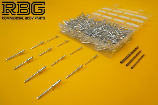 Blind Pop Rivets Assorted Aluminium Head/Shank 12 Sizes + FREE DORMER DRILL BITS