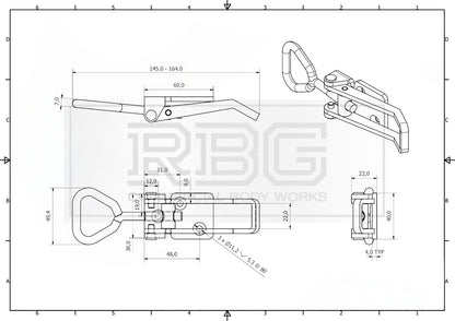 Over Centre Fastener OJOP  + Catch Plate LARGE NON-LOCKING Trailer Truck Caravan