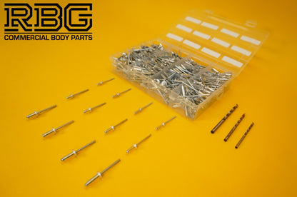 Blind Pop Rivets Assorted Aluminium Head Steel Shank 12Sizes + DORMER DRILL BITS