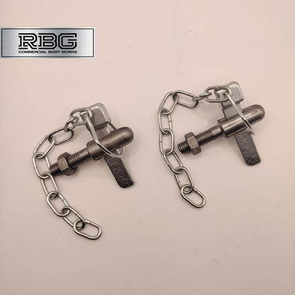 2x Flat Sword Cotter Pin & Chain + BOLT-ON Lugs / Pegs Trailer Truck Tail Gates