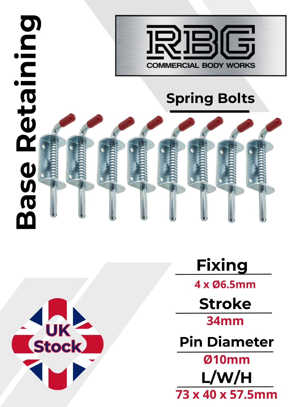 Spring Loaded Retaining Shoot Bolts - Gate Door Catch Stable Horse Box Trailer
