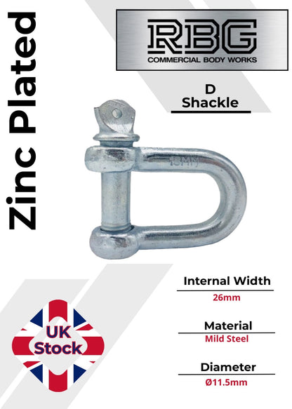 D Shackle Heavy Duty Hex Flush Pin Dee Shackle 19.5mm - 26mm Load Securing