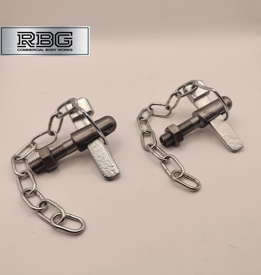 2x Flat Sword Cotter Pin & Chain + BOLT-ON Lugs / Pegs Trailer Truck Tail Gates