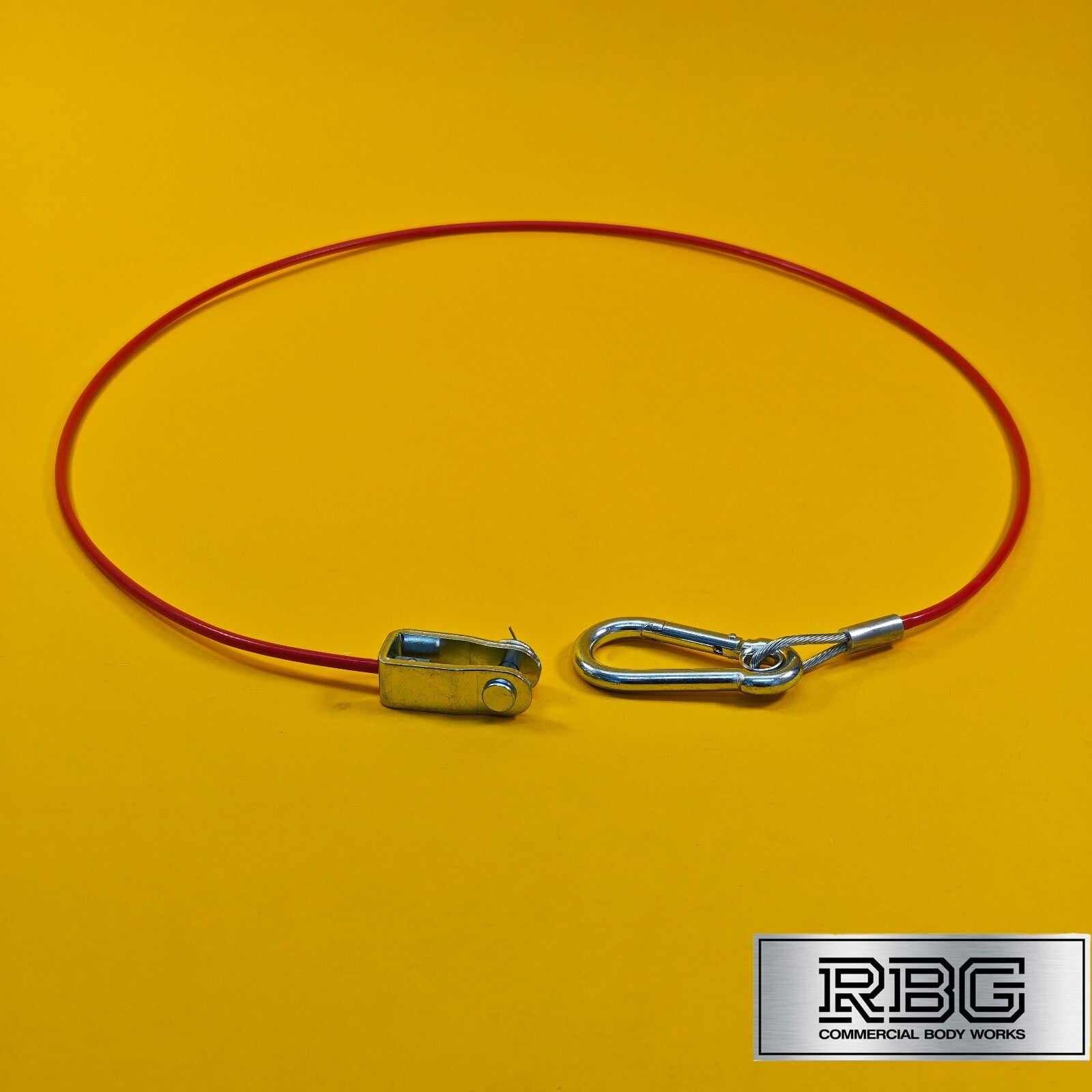 Breakaway Cable Red PVC 1m x 3mm With Carabiner & Clevis for Trailer Caravan UK