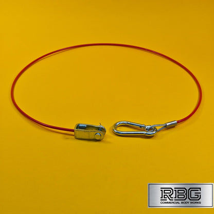 Breakaway Cable Red PVC 1m x 3mm With Carabiner & Clevis for Trailer Caravan UK