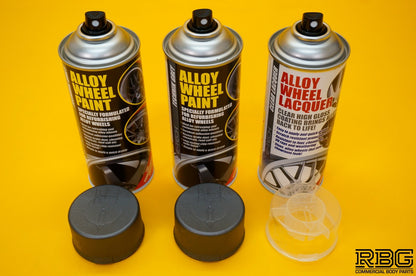 2x Alloy Wheel Paint TECHNIK GREY + 1x Clear Lacquer Spray Car Refurbishment