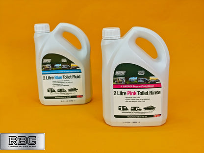 Toilet Rinse & Fluid Twin Pack 2L Superior Cleaner for Caravan Motorhome or More