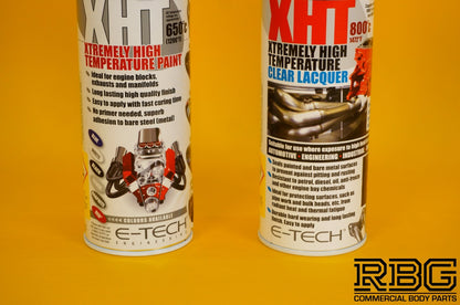 Extremely High Temperature Paint BLACK + CLEAR COAT LACQUER 400ml E-TECH XHT Car