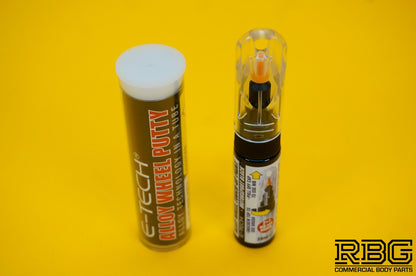 Alloy Wheel Paint Touch-Up Stick BLACK + Repair Putty Filler 10cm Tube E-TECH