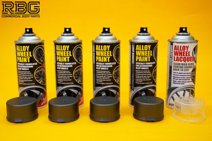 4x Alloy Wheel Paint TECHNIK GREY + 1x Clear Lacquer Spray Car Refurbishment