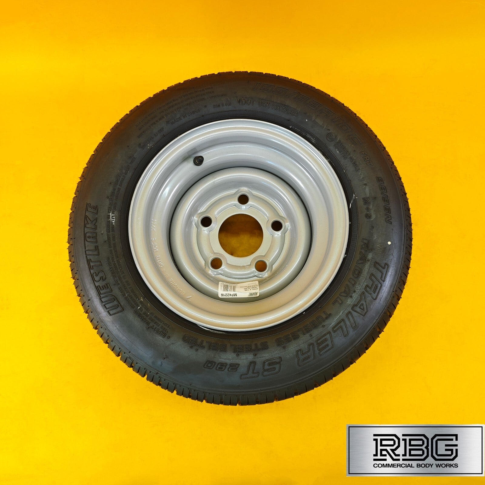 Wheel & Tyre 10″ 195/55R10C for Trailers 5 Stud 112mm PCD Silver Diameter 10″ UK