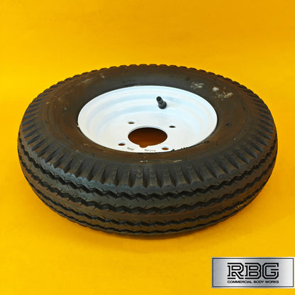 Wheel & Tyre 400x8 Inch for Trailers 4 Ply 4 Studs 4″ PCD White Diameter 8″ UK