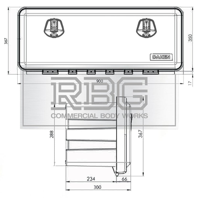 DAKEN Toolbox JUST 900 x 367 x 300 Lorry Side Locker Truck Storage Box Tool Box